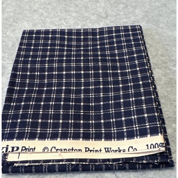 Cranston Print Works Navy White Checkered Cotton Fat Quarter 18" x 22" Fabric Se - Picture 3 of 5